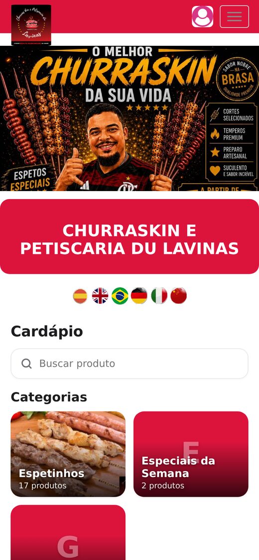 Cardápio digital no celular
